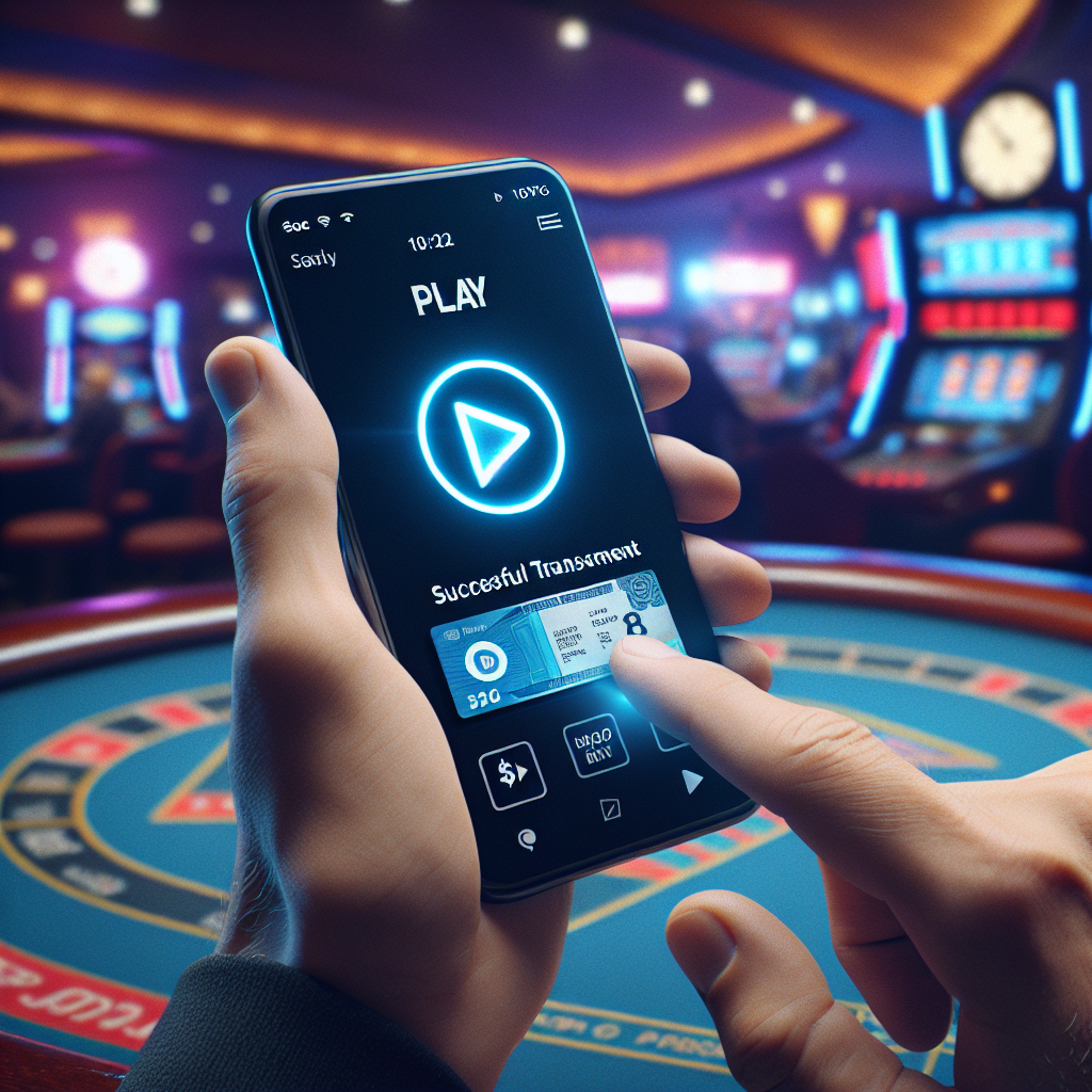 Proceso seguro de pago digital en Bplay Argentina vía dispositivo móvil.