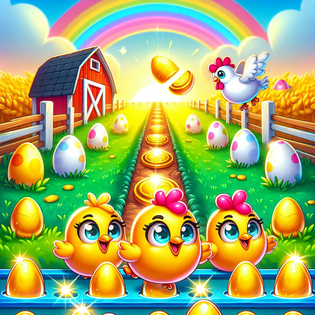 Símbolos principales del juego Chicken Chase Captura animada de pantalla del juego Chicken Chase con símbolos destacados