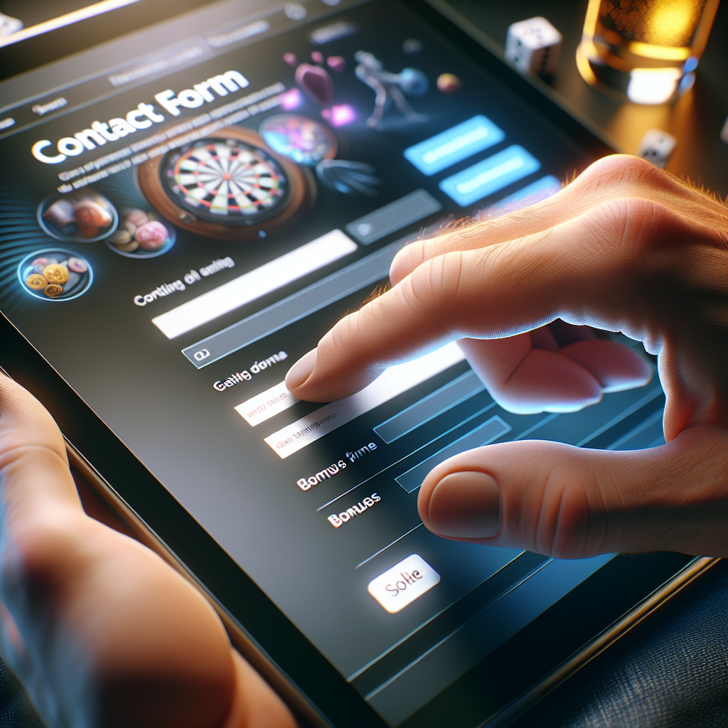 Usuario completando el formulario de contacto digital de bplay en una tablet