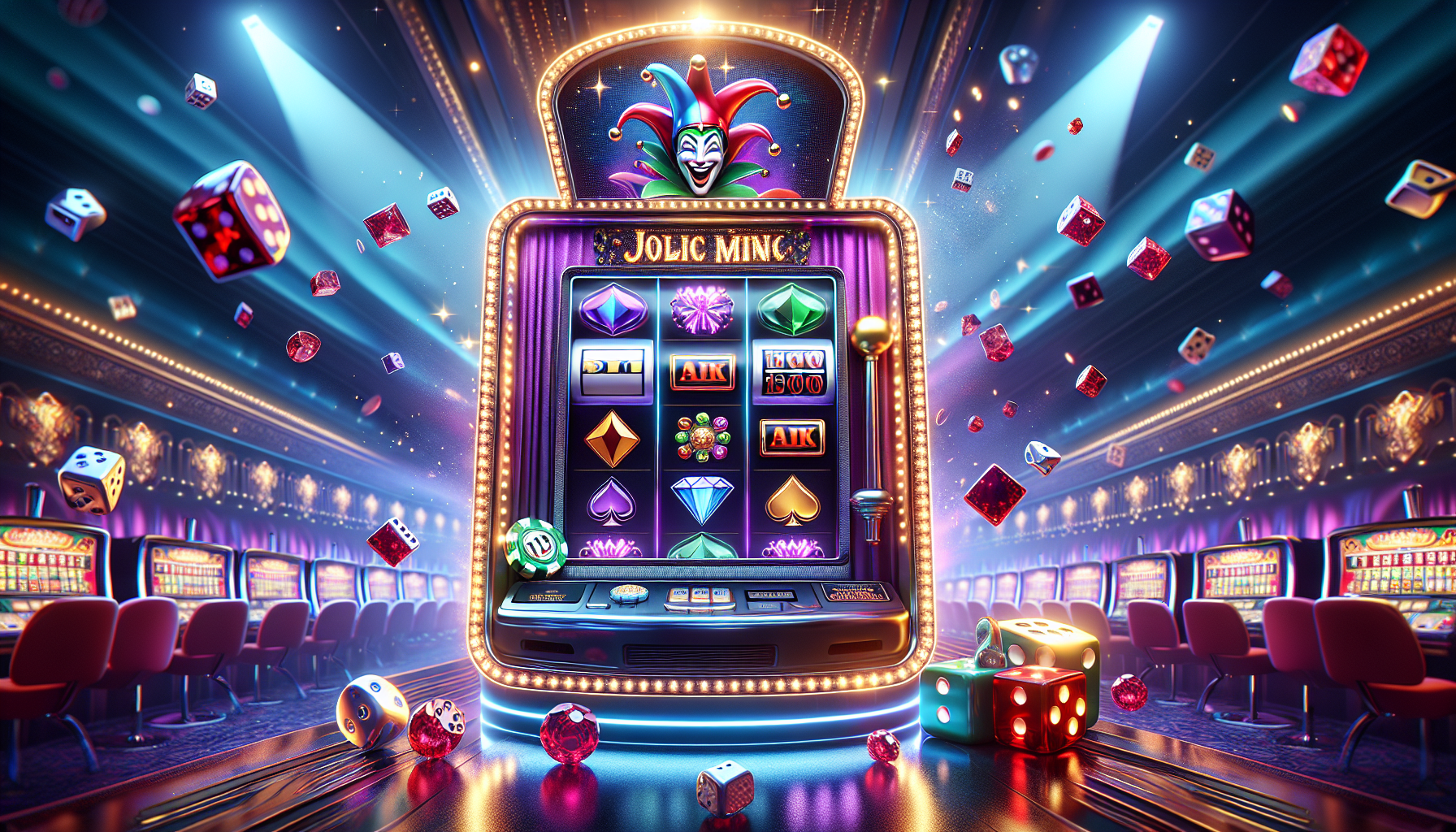 Pantalla vibrante de la tragamonedas Joker Jewels mostrando símbolos de gemas y comodines