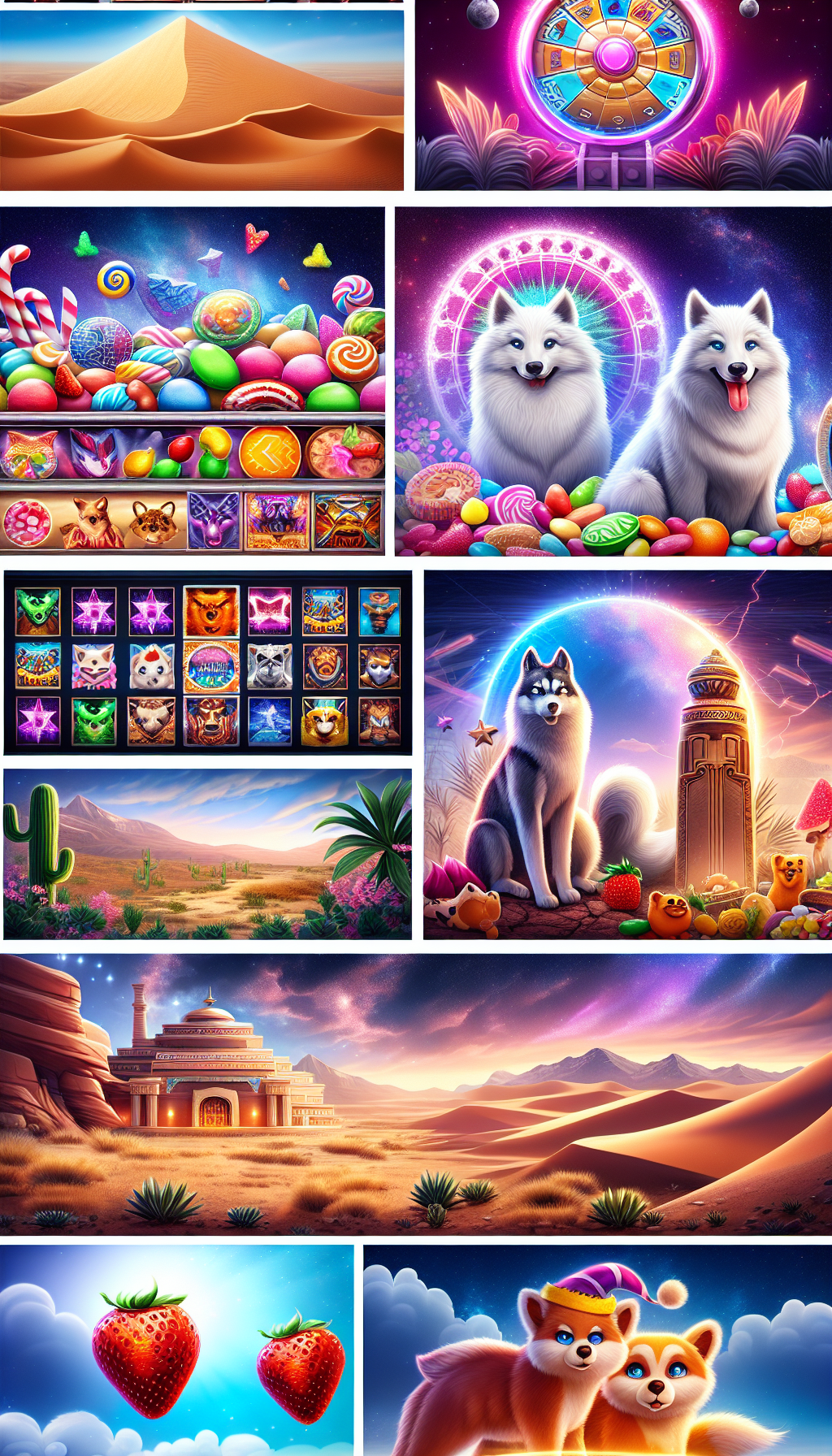 Collage con portadas de slots populares Pragmatic Play: Sweet Bonanza, Gates of Olympus y otros