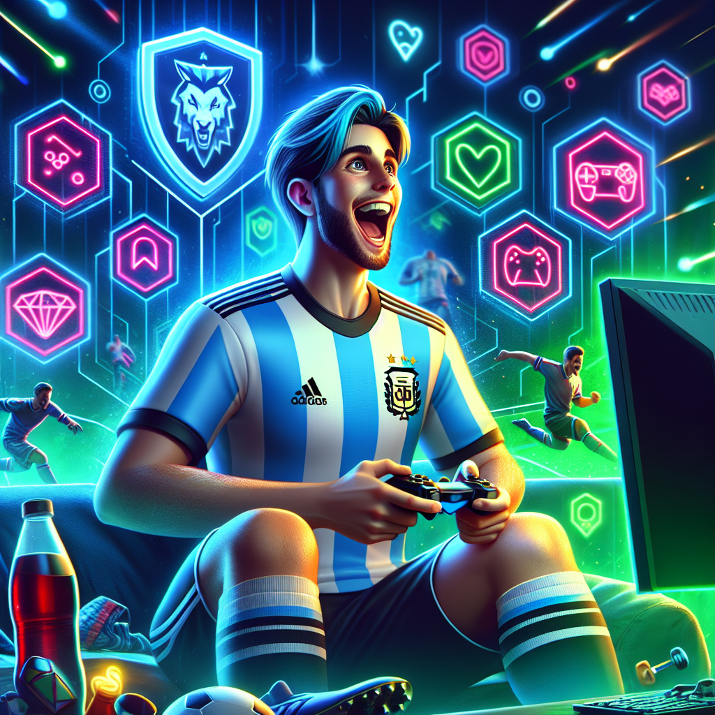 Apostador argentino feliz utilizando el código promocional Bplay en su laptop